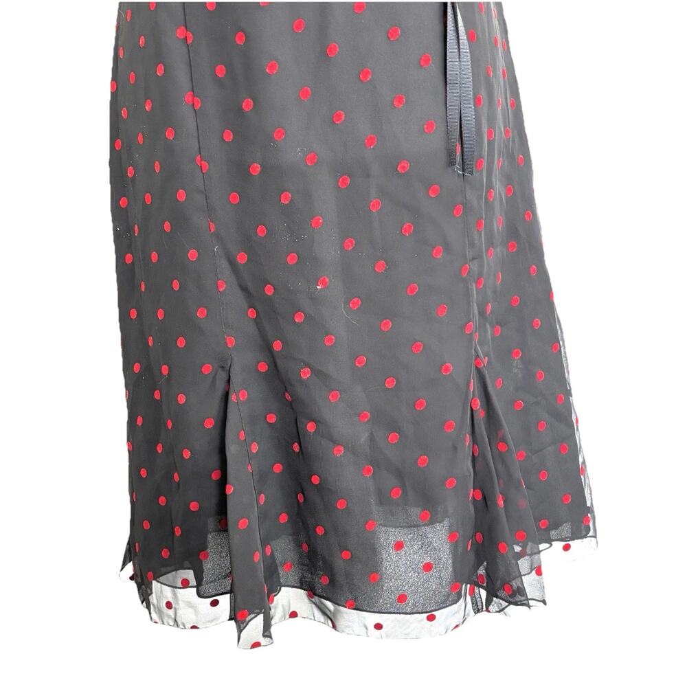 CDC Black Red Polka Dot Dress Size 10 Spaghetti Straps Chiffon Fairy Whimsygoth - Picture 3 of 7